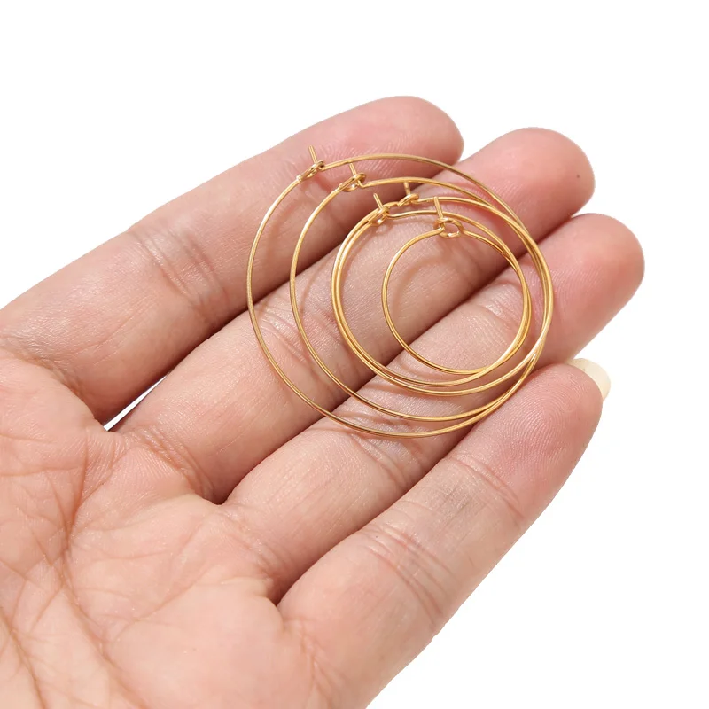 20pcs/Lot Gold Stainless Steel Circle Earwire Hoops Loop Earrings for DIY Dangle Earring Jewelry Making Supplies 20mm 30mm 40mm