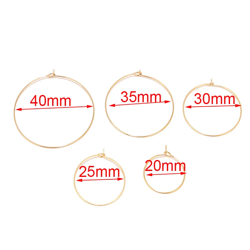 20pcs/Lot Gold Stainless Steel Circle Earwire Hoops Loop Earrings for DIY Dangle Earring Jewelry Making Supplies 20mm 30mm 40mm