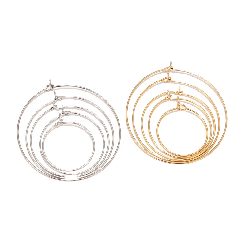 20pcs/Lot Gold Stainless Steel Circle Earwire Hoops Loop Earrings for DIY Dangle Earring Jewelry Making Supplies 20mm 30mm 40mm