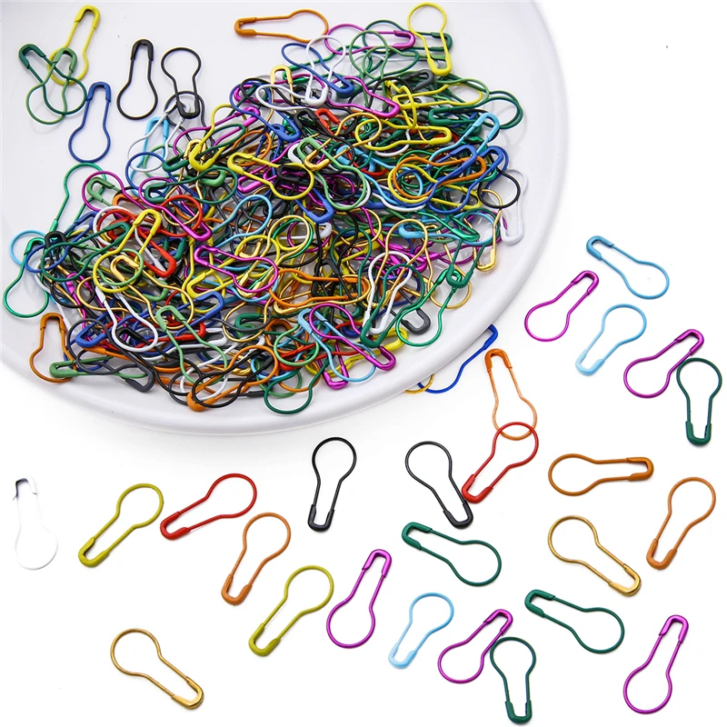 100pcs Mix Safety Pins Metal Gourd Pins Crochet Locking Knitting Cross Stitch Marker Tag Clips Hangtag DIY Sewing Tools Needle