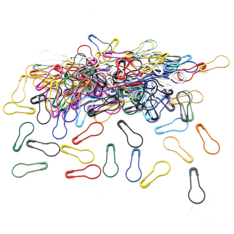 100pcs Mix Safety Pins Metal Gourd Pins Crochet Locking Knitting Cross Stitch Marker Tag Clips Hangtag DIY Sewing Tools Needle