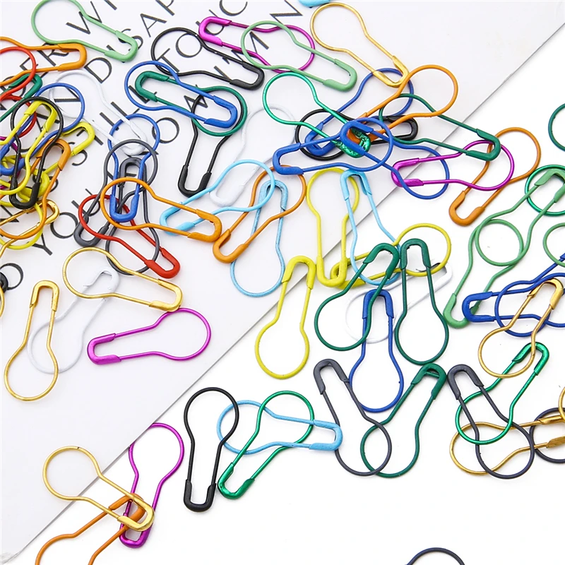 100pcs Mix Safety Pins Metal Gourd Pins Crochet Locking Knitting Cross Stitch Marker Tag Clips Hangtag DIY Sewing Tools Needle