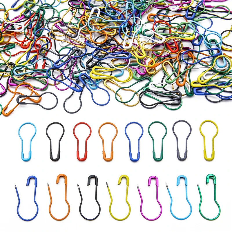 100pcs Mix Safety Pins Metal Gourd Pins Crochet Locking Knitting Cross Stitch Marker Tag Clips Hangtag DIY Sewing Tools Needle