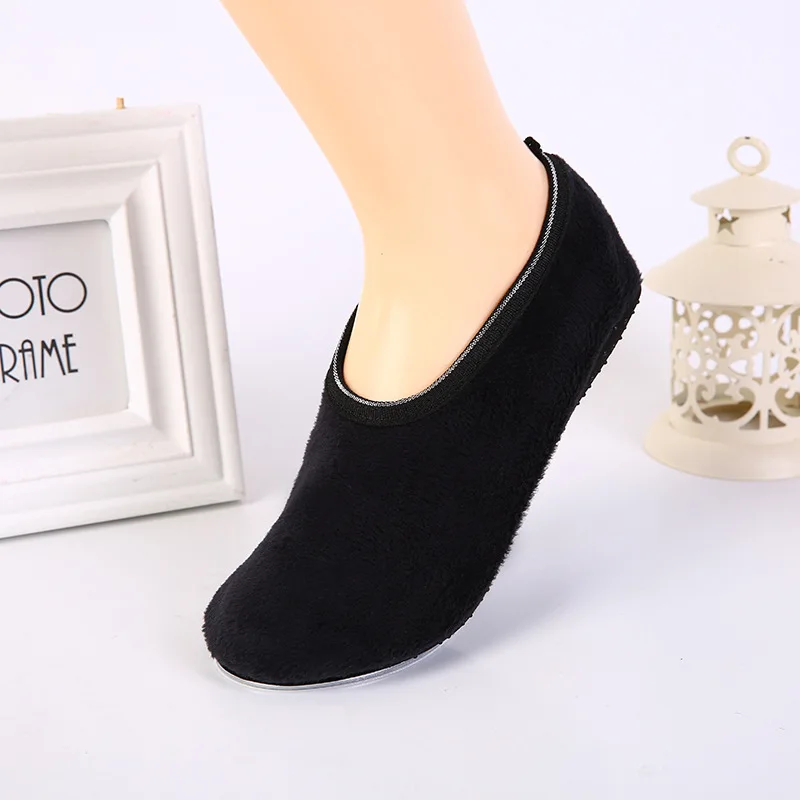 Qisin 1Pair New Arrived Fashion Warm Antiskid Thick Home Floor Socks Woman Warm Slippers Solid Color Sock Bedroom Shoes Slippers