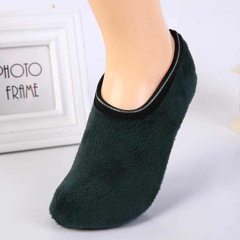 Qisin 1Pair New Arrived Fashion Warm Antiskid Thick Home Floor Socks Woman Warm Slippers Solid Color Sock Bedroom Shoes Slippers