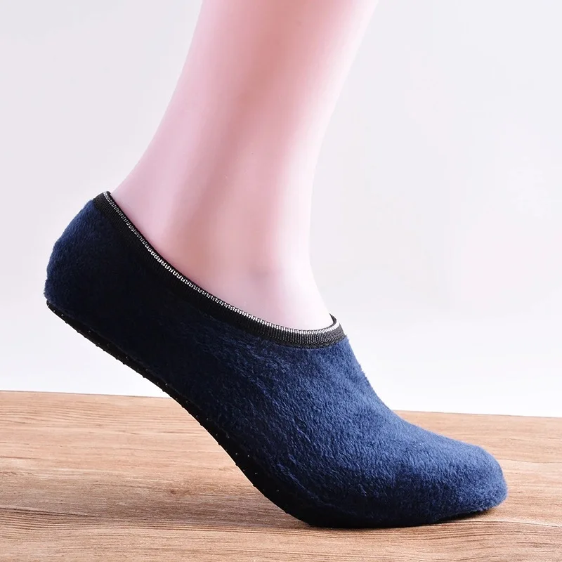 Qisin 1Pair New Arrived Fashion Warm Antiskid Thick Home Floor Socks Woman Warm Slippers Solid Color Sock Bedroom Shoes Slippers
