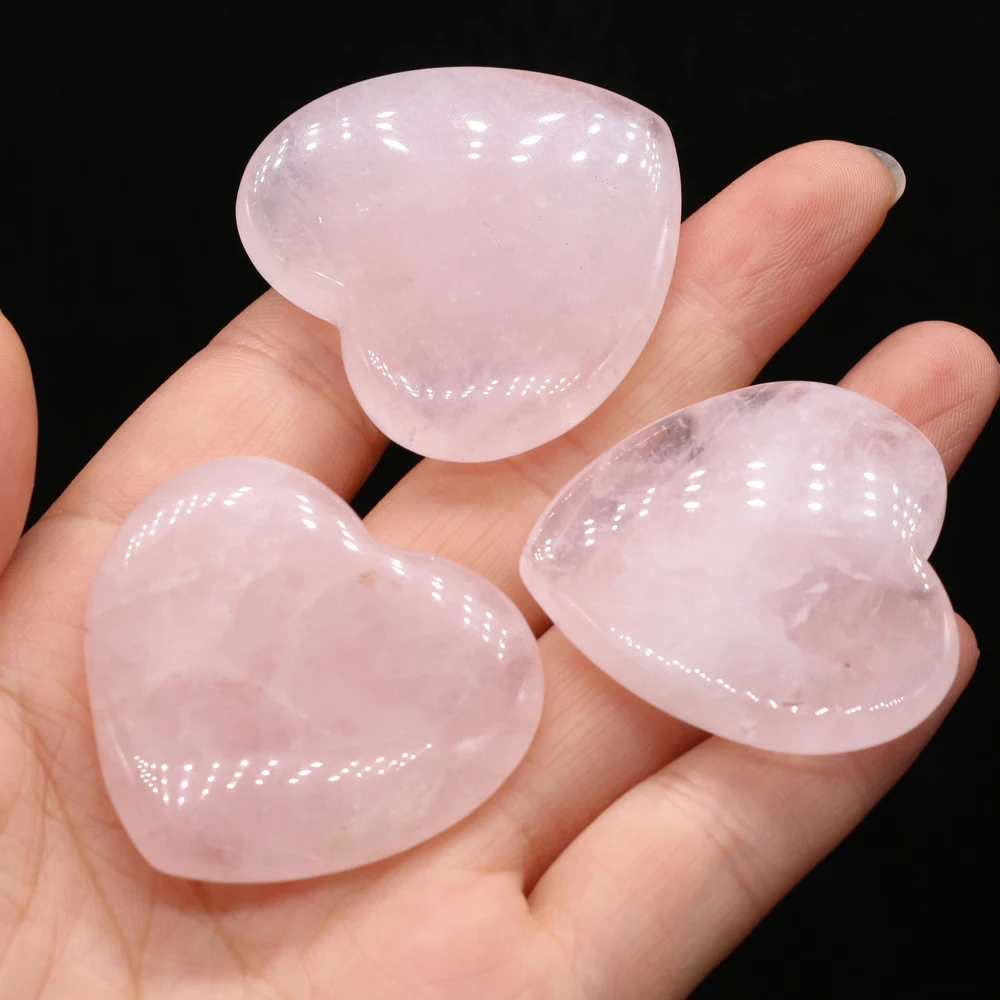 1PC Natural Stone Rose Quartz Heart Chakra Healing Reiki Gem Home Decor DIY Gift Fashion Jewelry Charm Accessories 40mm