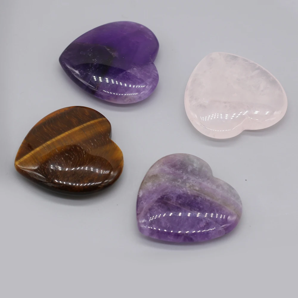 1PC Natural Stone Rose Quartz Heart Chakra Healing Reiki Gem Home Decor DIY Gift Fashion Jewelry Charm Accessories 40mm