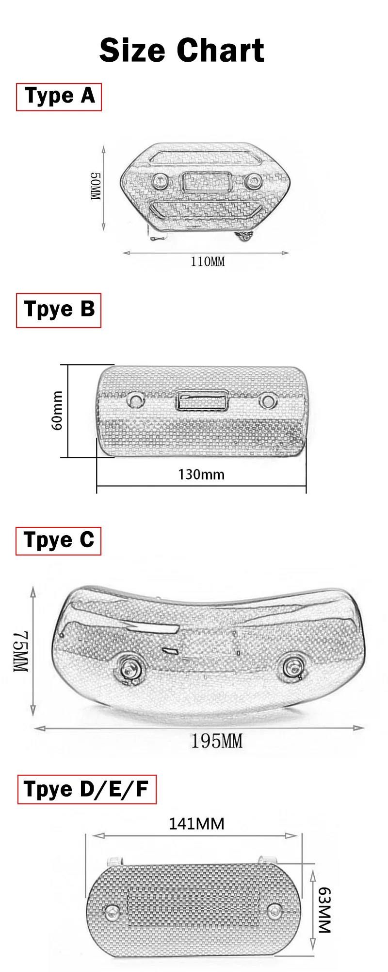 40-63mm Diameter Motorcycle Exhaust Muffler Carbon Fiber Protector Heat Shield Cover Guard Anti-scalding Cover For CB650F Z900