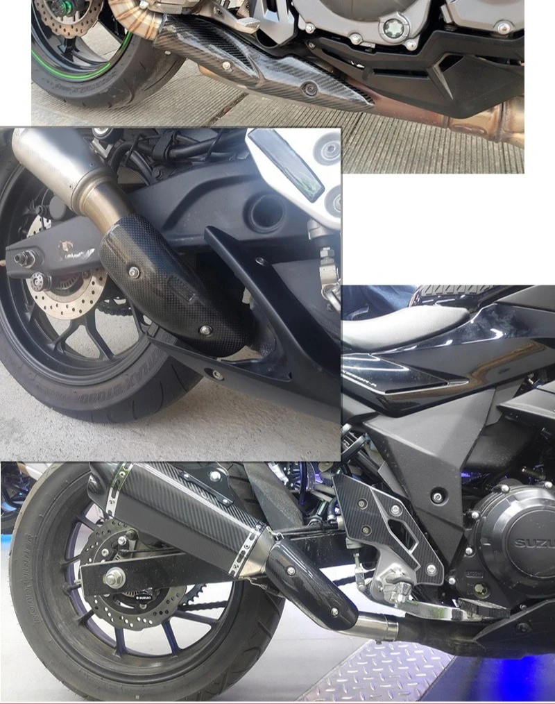 40-63mm Diameter Motorcycle Exhaust Muffler Carbon Fiber Protector Heat Shield Cover Guard Anti-scalding Cover For CB650F Z900