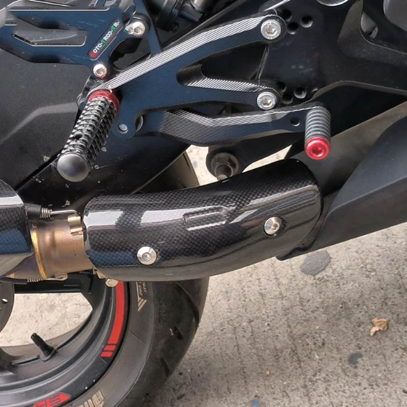 40-63mm Diameter Motorcycle Exhaust Muffler Carbon Fiber Protector Heat Shield Cover Guard Anti-scalding Cover For CB650F Z900