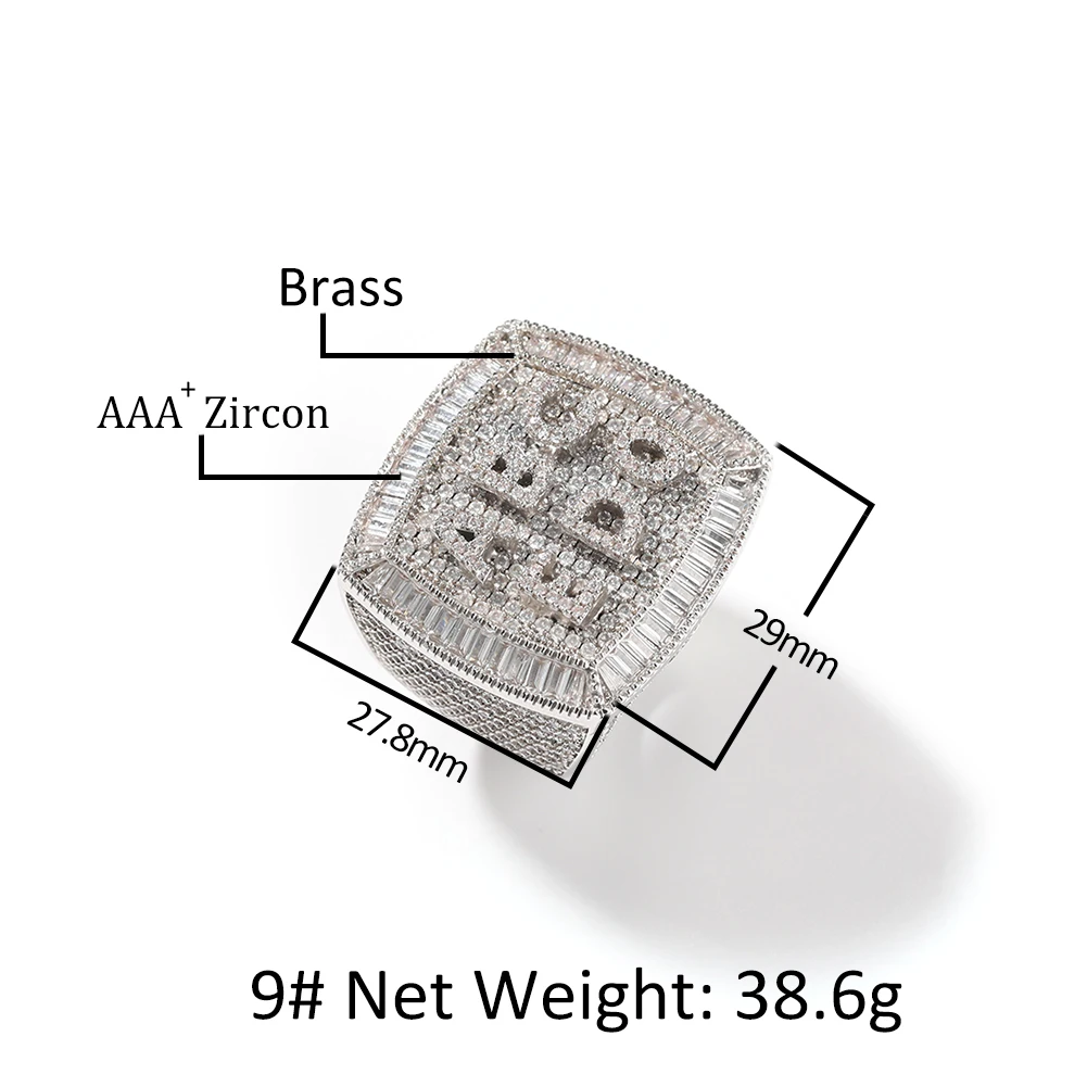 THE BLING KING Custom 1-9 Letters Ring Full Iced Out Cubic Zirconia Personalized Name Party Rings Men And Women Hiphop Jewelry