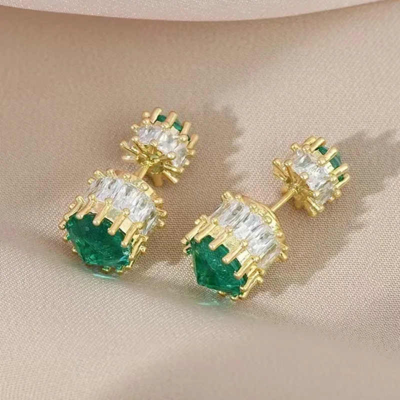 High-quality High-End Zircon Vintage Fashion Jewelry, Women Cubic Square Earrings Women's Light Luxury Style Earrings Girl Gifts