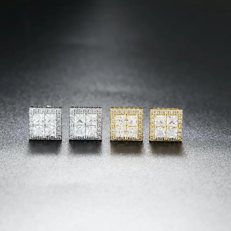 High-quality High-End Zircon Vintage Fashion Jewelry, Women Cubic Square Earrings Women's Light Luxury Style Earrings Girl Gifts
