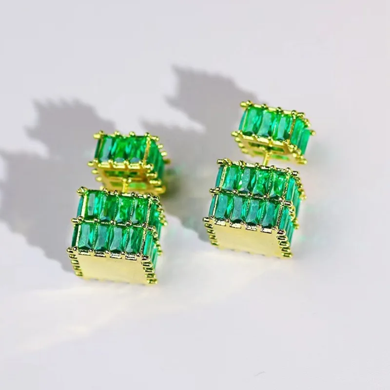 High-quality High-End Zircon Vintage Fashion Jewelry, Women Cubic Square Earrings Women's Light Luxury Style Earrings Girl Gifts