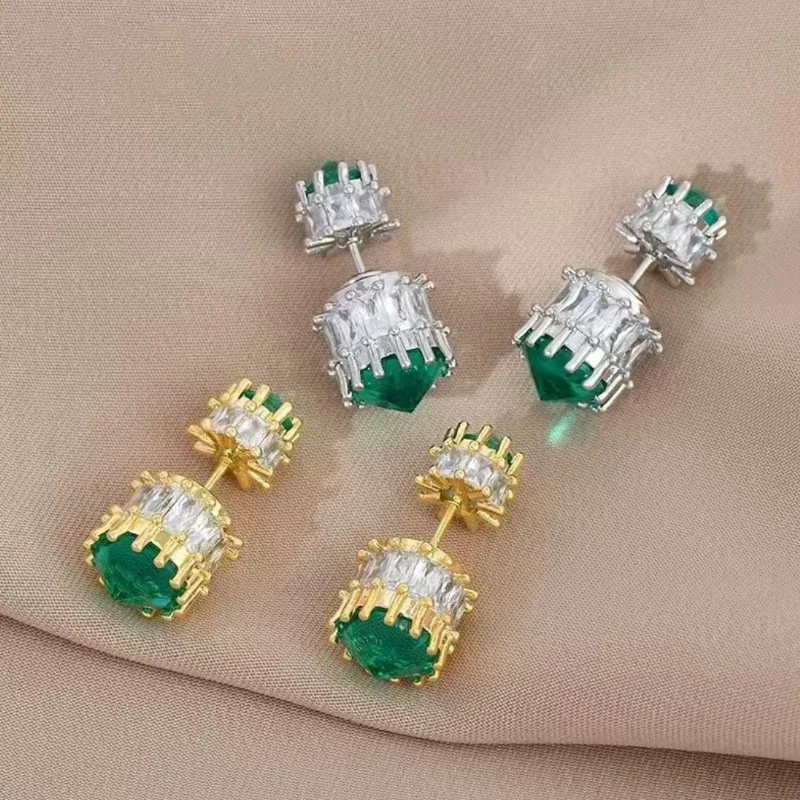 High-quality High-End Zircon Vintage Fashion Jewelry, Women Cubic Square Earrings Women's Light Luxury Style Earrings Girl Gifts
