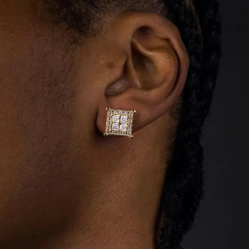High-quality High-End Zircon Vintage Fashion Jewelry, Women Cubic Square Earrings Women's Light Luxury Style Earrings Girl Gifts