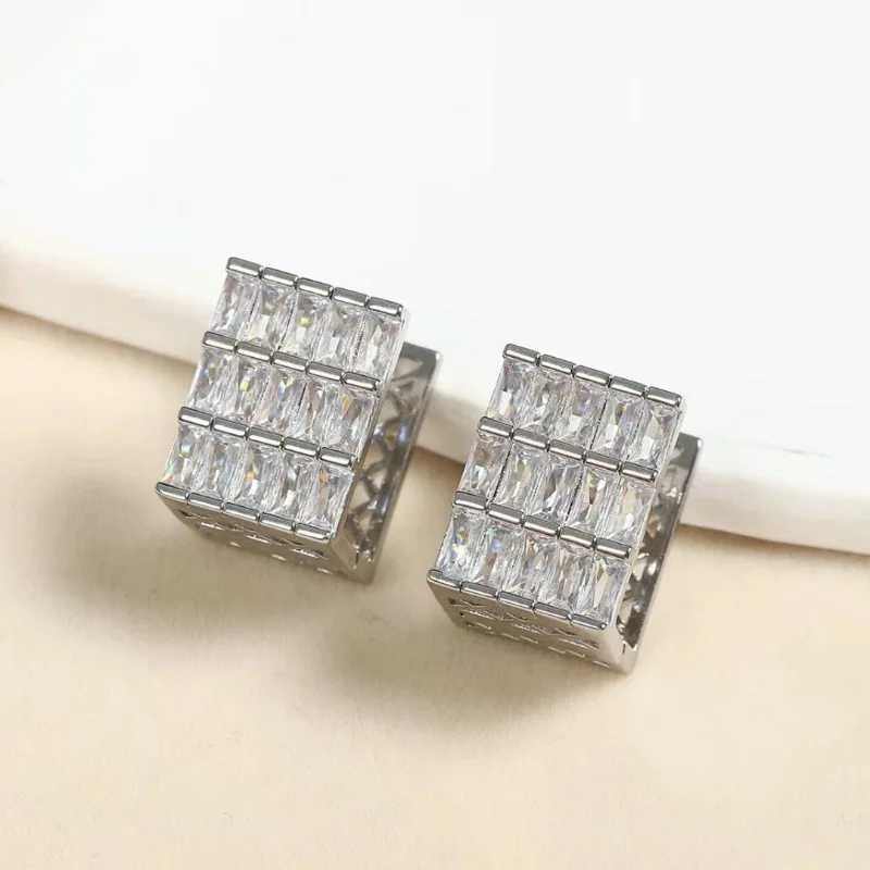 High-quality High-End Zircon Vintage Fashion Jewelry, Women Cubic Square Earrings Women's Light Luxury Style Earrings Girl Gifts