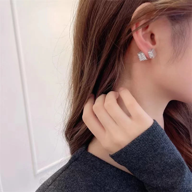 High-quality High-End Zircon Vintage Fashion Jewelry, Women Cubic Square Earrings Women's Light Luxury Style Earrings Girl Gifts