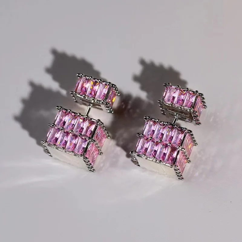High-quality High-End Zircon Vintage Fashion Jewelry, Women Cubic Square Earrings Women's Light Luxury Style Earrings Girl Gifts