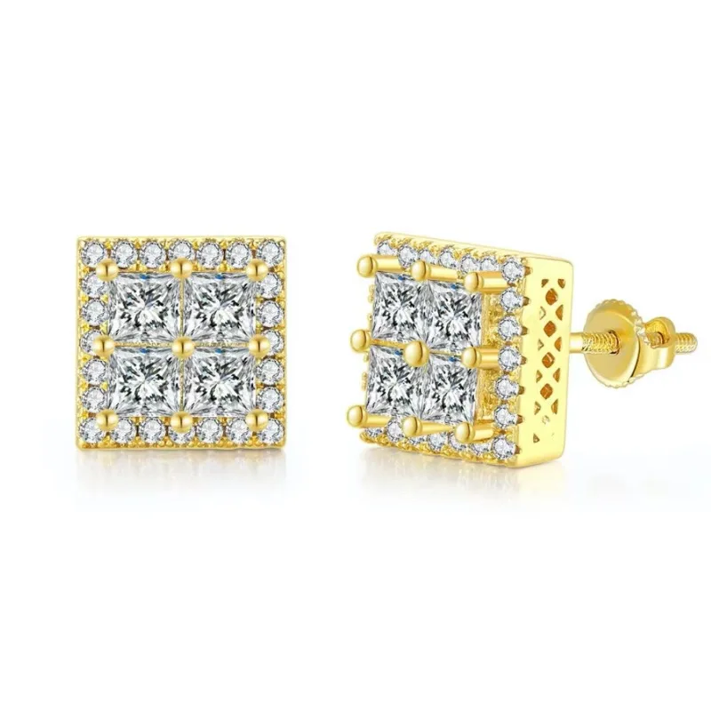 High-quality High-End Zircon Vintage Fashion Jewelry, Women Cubic Square Earrings Women's Light Luxury Style Earrings Girl Gifts