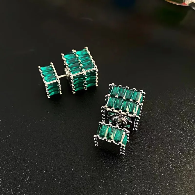 High-quality High-End Zircon Vintage Fashion Jewelry, Women Cubic Square Earrings Women's Light Luxury Style Earrings Girl Gifts