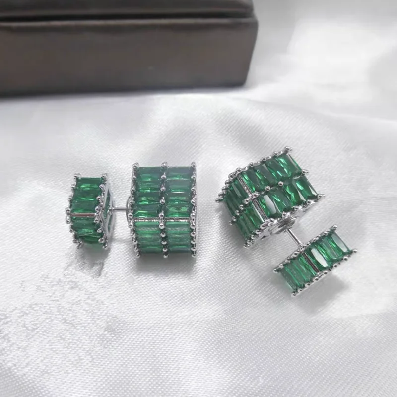 High-quality High-End Zircon Vintage Fashion Jewelry, Women Cubic Square Earrings Women's Light Luxury Style Earrings Girl Gifts