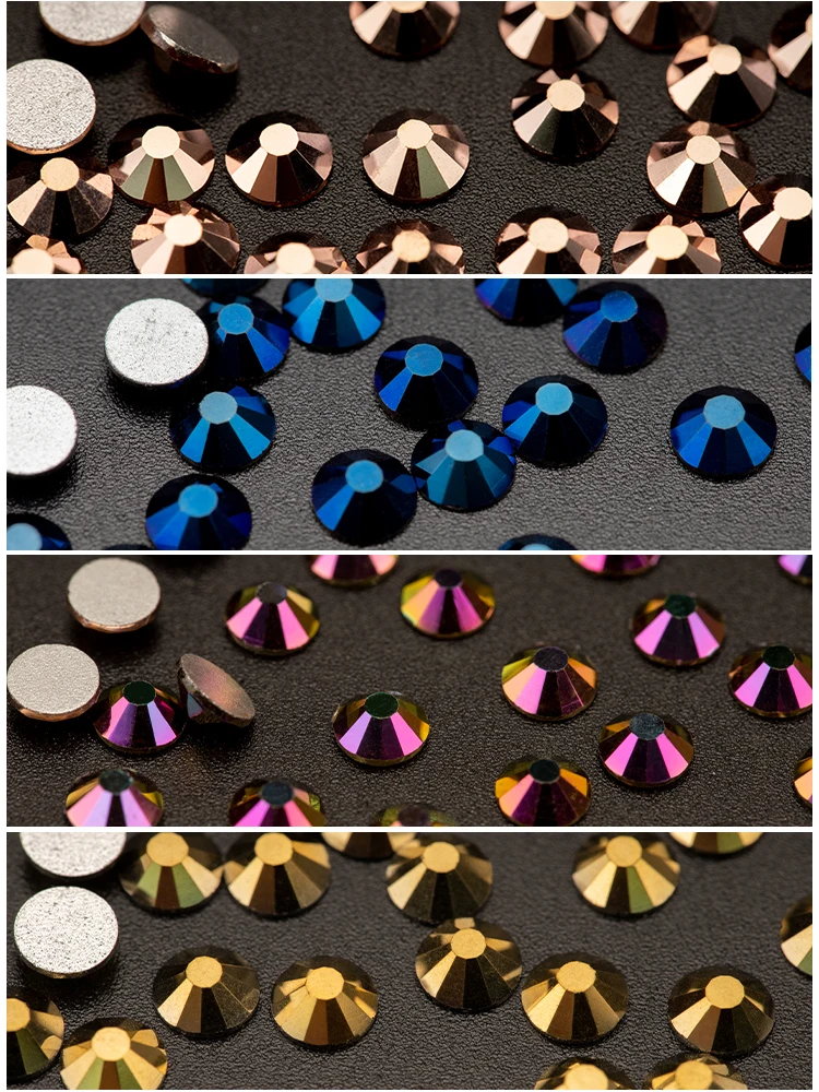 VDD SS3-SS30 Labrador/Hematite/Aurum/Metallic Blue/Rose Gold Glass Crystals Non Hot-Fix Rhinestones DIY Nail Art Accessories
