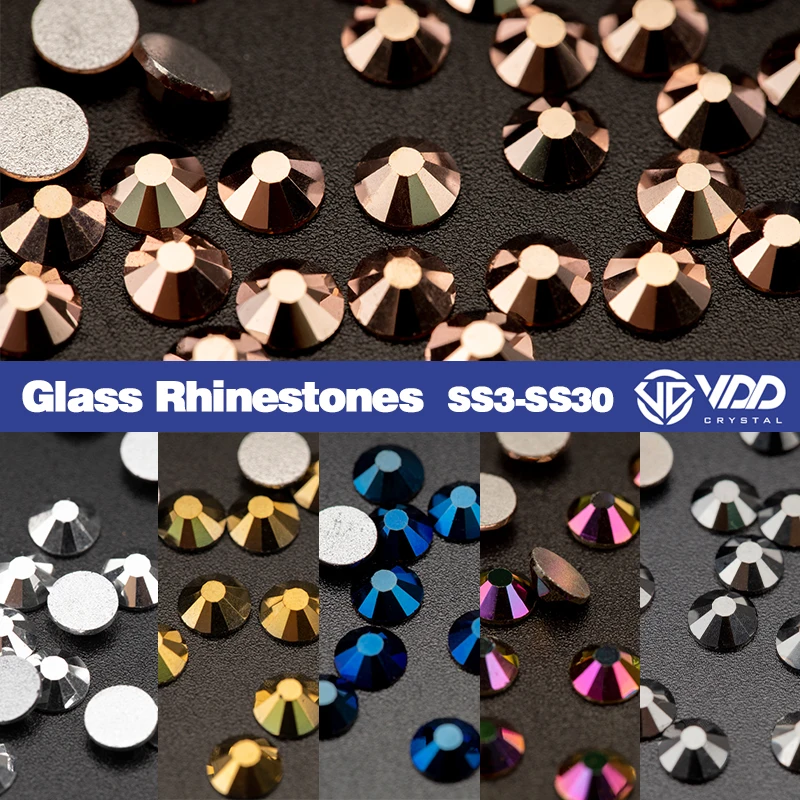 VDD SS3-SS30 Labrador/Hematite/Aurum/Metallic Blue/Rose Gold Glass Crystals Non Hot-Fix Rhinestones DIY Nail Art Accessories