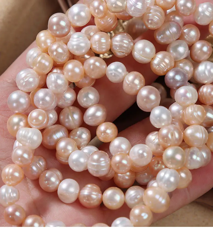 Elegant Natural Freshwater Pearl Bracelets for Women White Baroque Pearl Charm Elastic Bangle Fine Jewelry Wedding Party 8-9mm