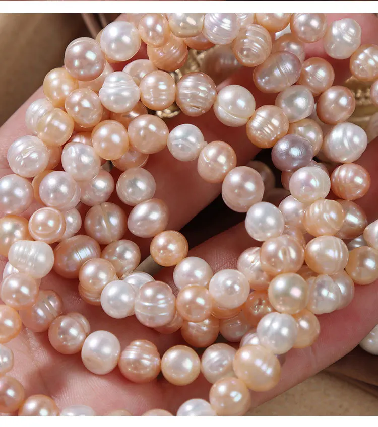 Elegant Natural Freshwater Pearl Bracelets for Women White Baroque Pearl Charm Elastic Bangle Fine Jewelry Wedding Party 8-9mm