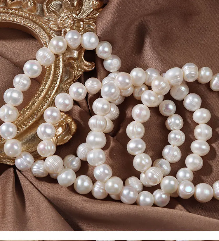 Elegant Natural Freshwater Pearl Bracelets for Women White Baroque Pearl Charm Elastic Bangle Fine Jewelry Wedding Party 8-9mm