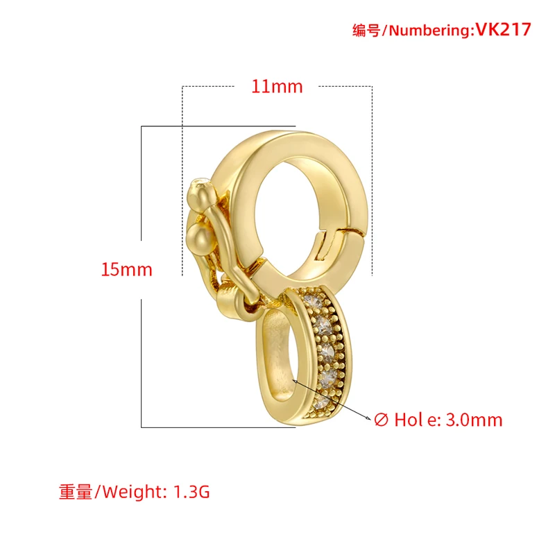 ZHUKOU NEW gold color round hooks for women DIY handmade necklace Jewelry hooks accessories supplies wholesale VK129