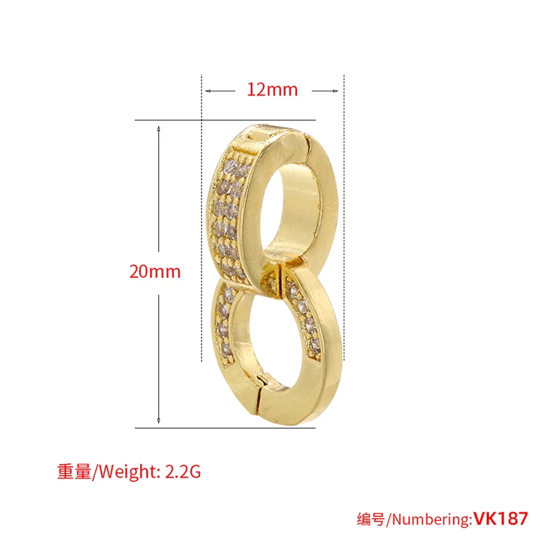 ZHUKOU NEW gold color round hooks for women DIY handmade necklace Jewelry hooks accessories supplies wholesale VK129
