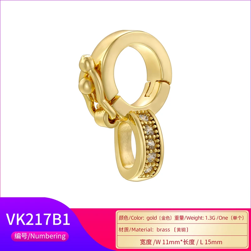 ZHUKOU NEW gold color round hooks for women DIY handmade necklace Jewelry hooks accessories supplies wholesale VK129