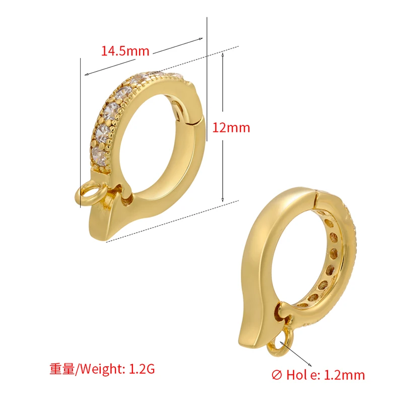 ZHUKOU NEW gold color round hooks for women DIY handmade necklace Jewelry hooks accessories supplies wholesale VK129