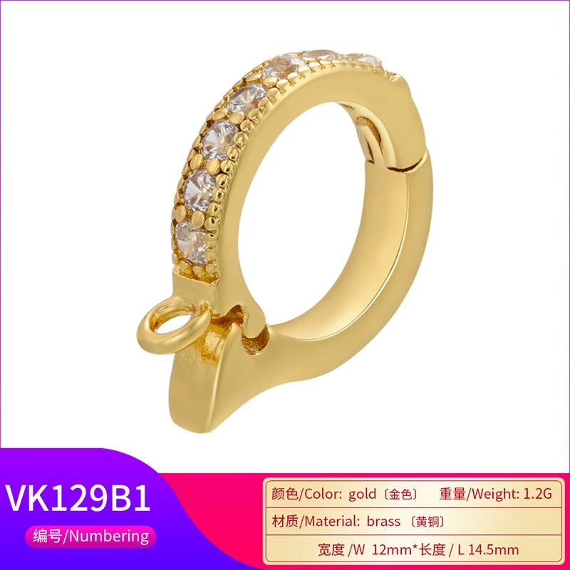 ZHUKOU NEW gold color round hooks for women DIY handmade necklace Jewelry hooks accessories supplies wholesale VK129