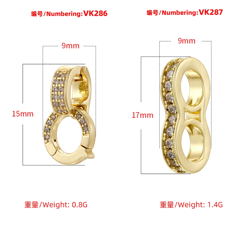 ZHUKOU NEW gold color round hooks for women DIY handmade necklace Jewelry hooks accessories supplies wholesale VK129