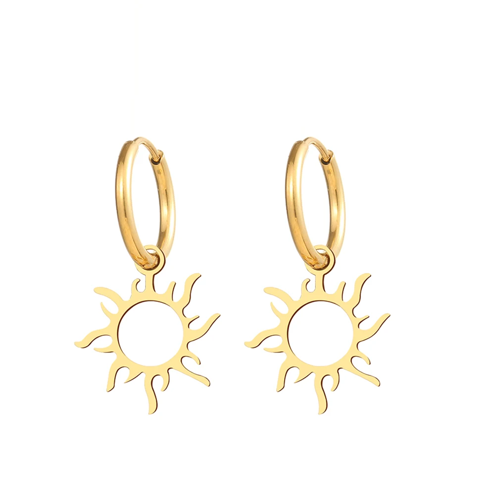 Stainless Steel Earrings New Sun Totem Plated Hoops Earrings 2022 Trend Charm Earrings For Women Jewelry Party Best Gifts