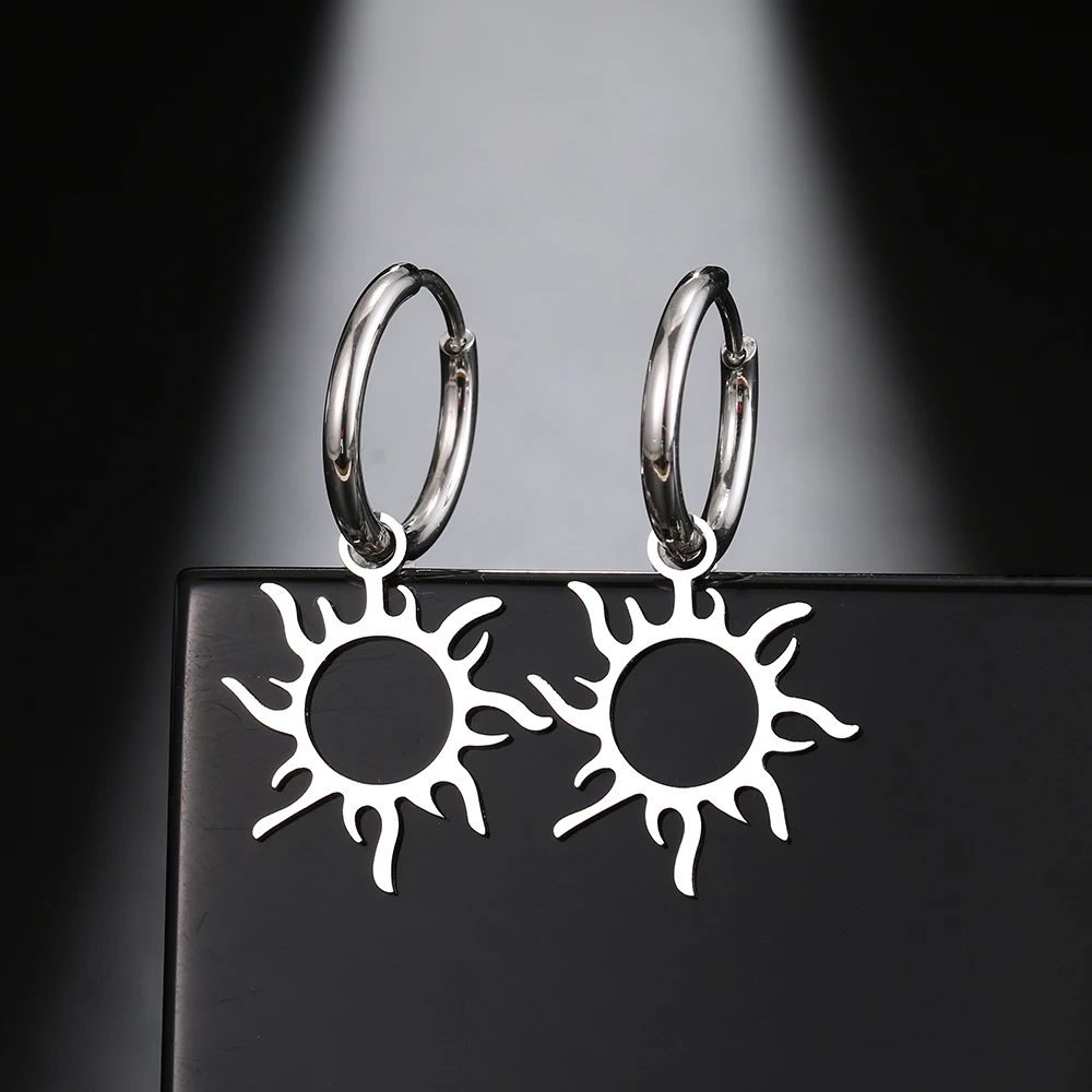 Stainless Steel Earrings New Sun Totem Plated Hoops Earrings 2022 Trend Charm Earrings For Women Jewelry Party Best Gifts
