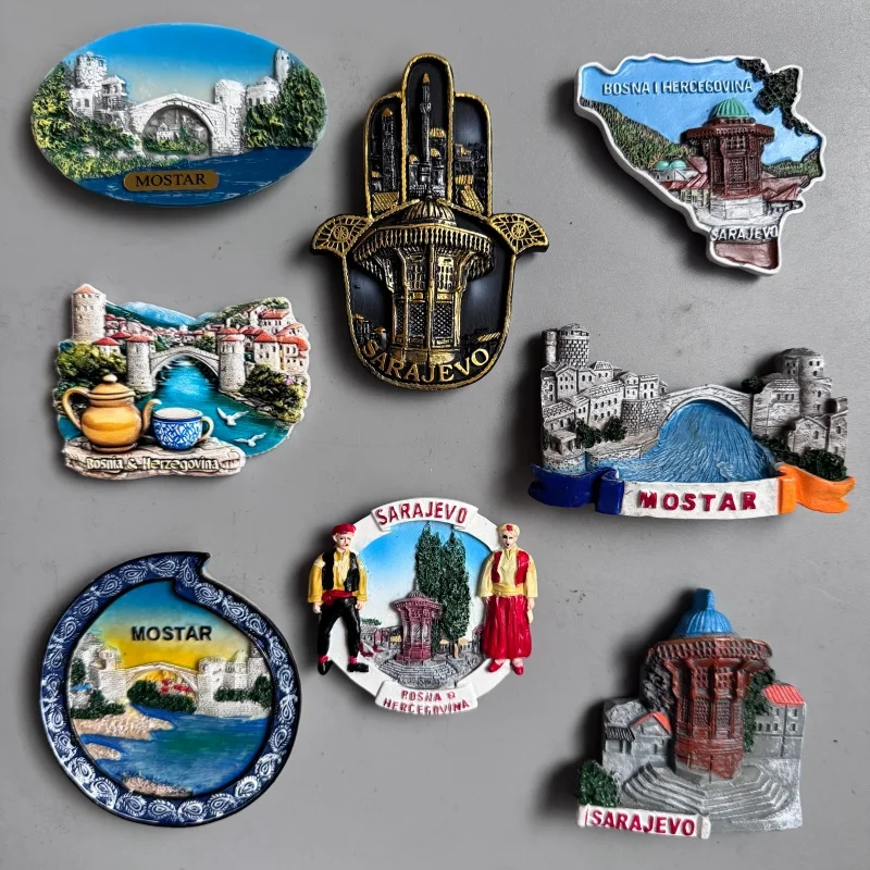 Bosnia and Herzegovina Fridge Magnets Sarajevo Mostar Neretva River BIH Tourist Souvenir Refrigerator Magnets Collection Gifts