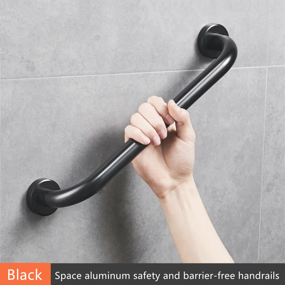Black/White Barrier-free Handrail Aluminum Bathroom Stair Grab Elderly/Children Bathtub Safety Booster Handle Non-slip Armrest