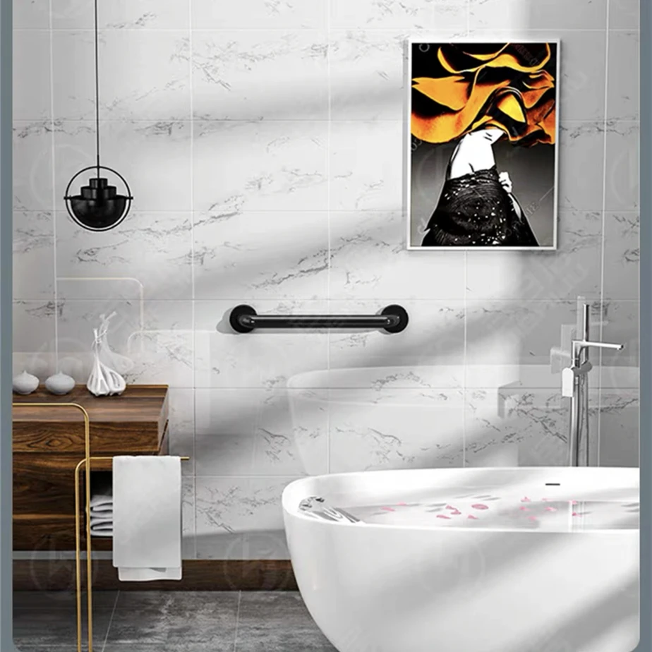 Black/White Barrier-free Handrail Aluminum Bathroom Stair Grab Elderly/Children Bathtub Safety Booster Handle Non-slip Armrest
