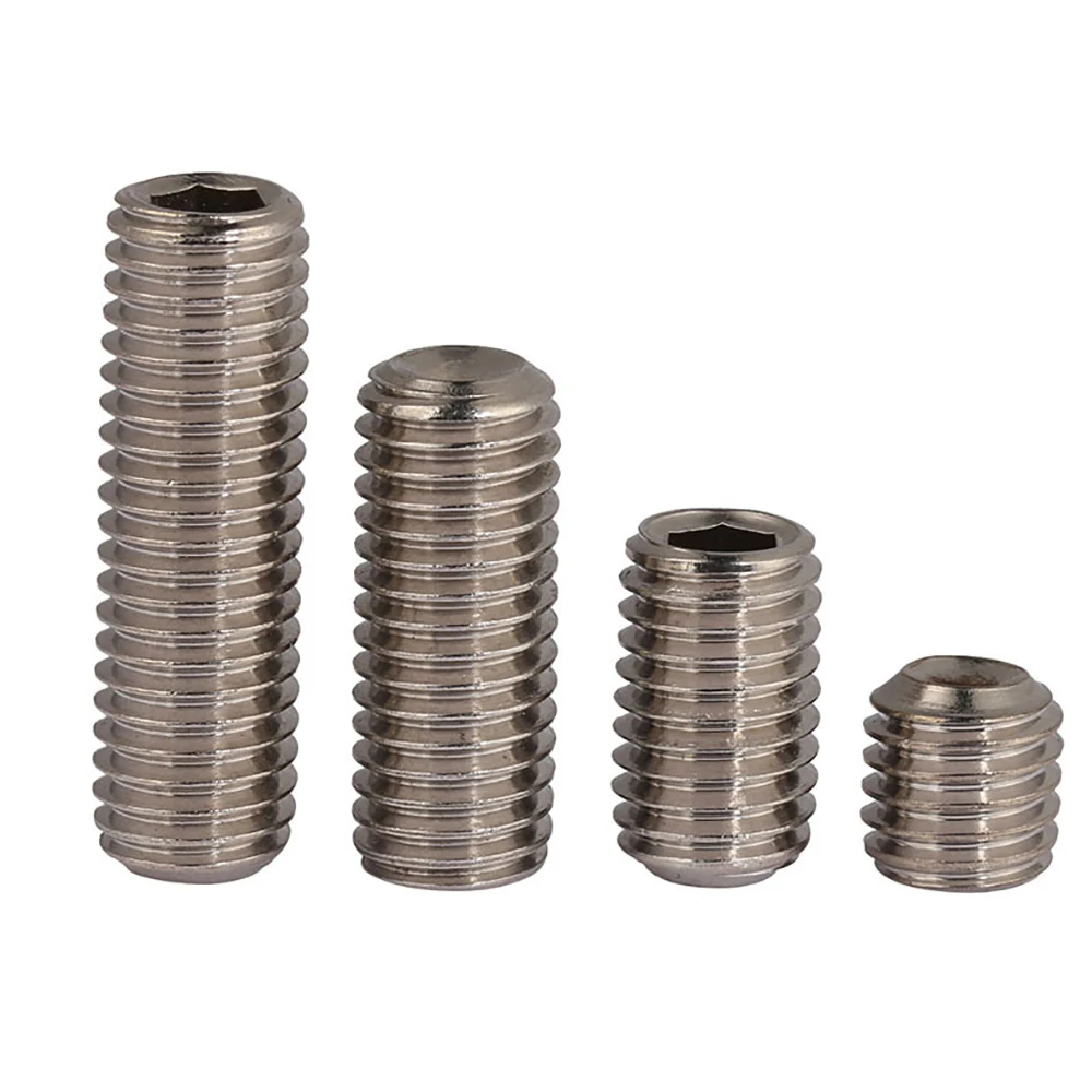 Yiqianyuan 5Pcs 1/4-20x3/16"~2" UNC Thread SUS304 Stainless Steel Hexagon Socket Set Screws With Cup Point Headless Screws