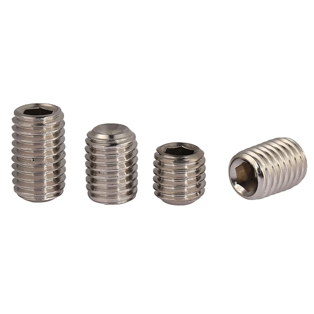 Yiqianyuan 5Pcs 1/4-20x3/16"~2" UNC Thread SUS304 Stainless Steel Hexagon Socket Set Screws With Cup Point Headless Screws
