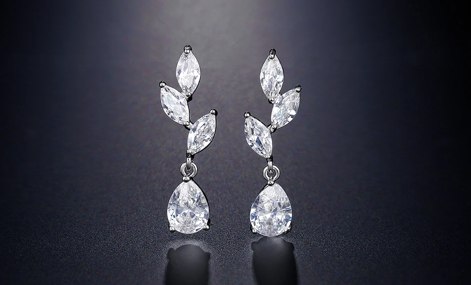 ZAKOL Vintage Flower Shape Zircon Water Drop Crystal Pendant Dangle Women's Earrings Bridal Wedding Jewelry 2026 Trend