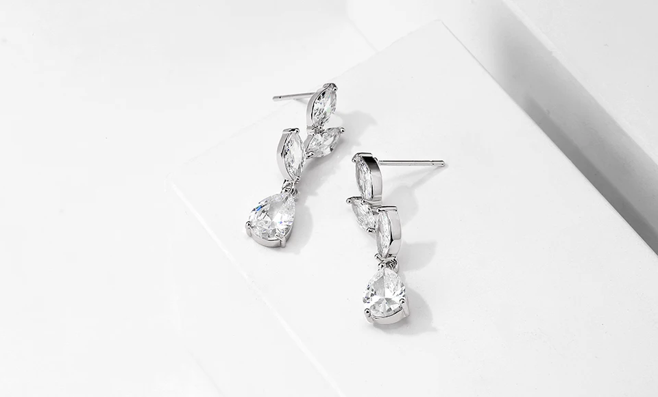ZAKOL Vintage Flower Shape Zircon Water Drop Crystal Pendant Dangle Women's Earrings Bridal Wedding Jewelry 2026 Trend