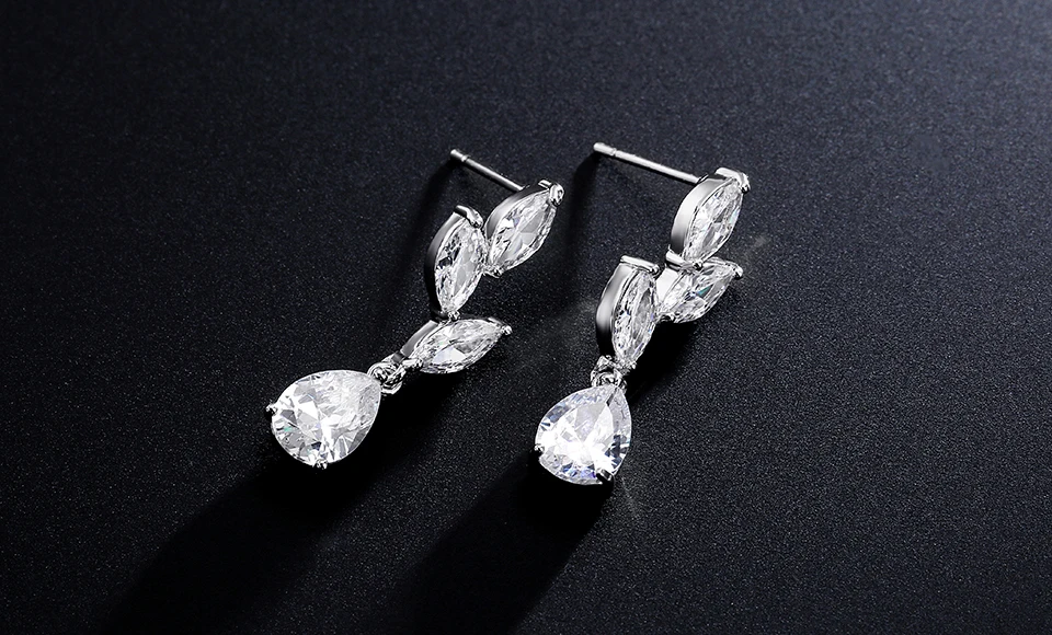 ZAKOL Vintage Flower Shape Zircon Water Drop Crystal Pendant Dangle Women's Earrings Bridal Wedding Jewelry 2026 Trend