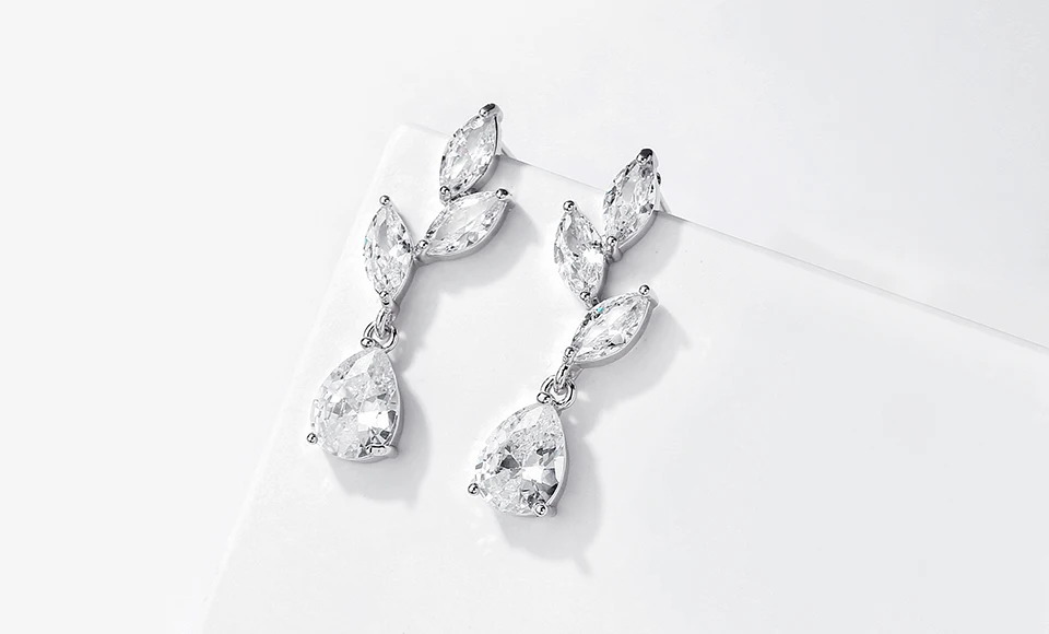 ZAKOL Vintage Flower Shape Zircon Water Drop Crystal Pendant Dangle Women's Earrings Bridal Wedding Jewelry 2026 Trend