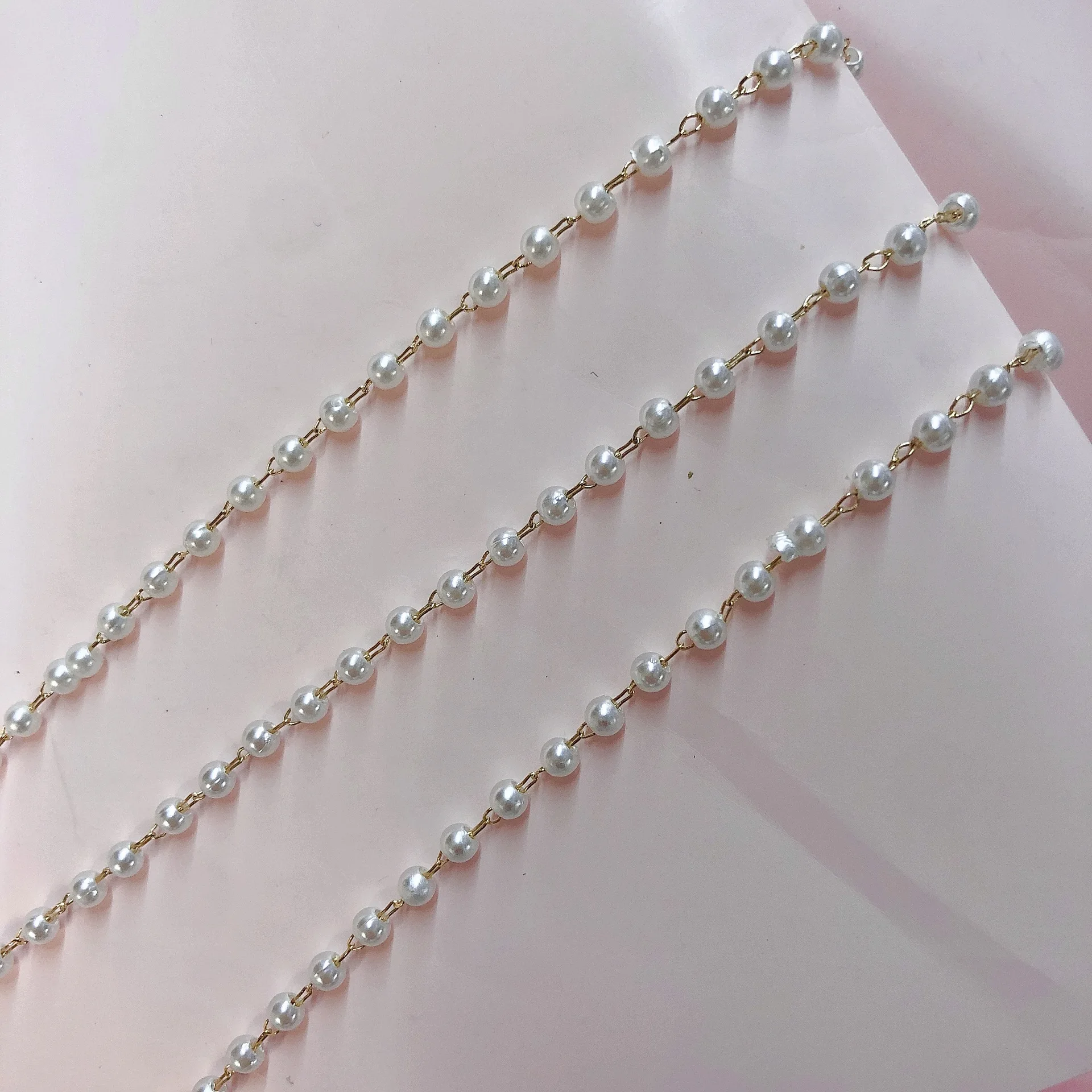1meter 3-8mm Black Imitation Pearl Beaded Chain DIY Copper Necklace Chains Accessories for Jewelry Making Components Handmade